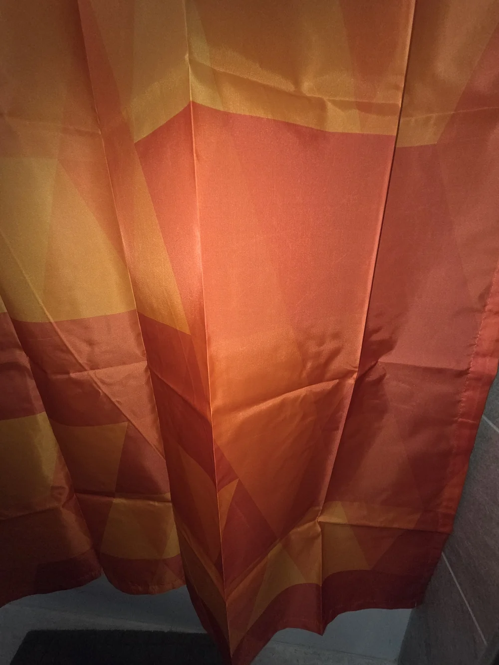 Geometric Orange Water Resistant Fabric Shower Curtain